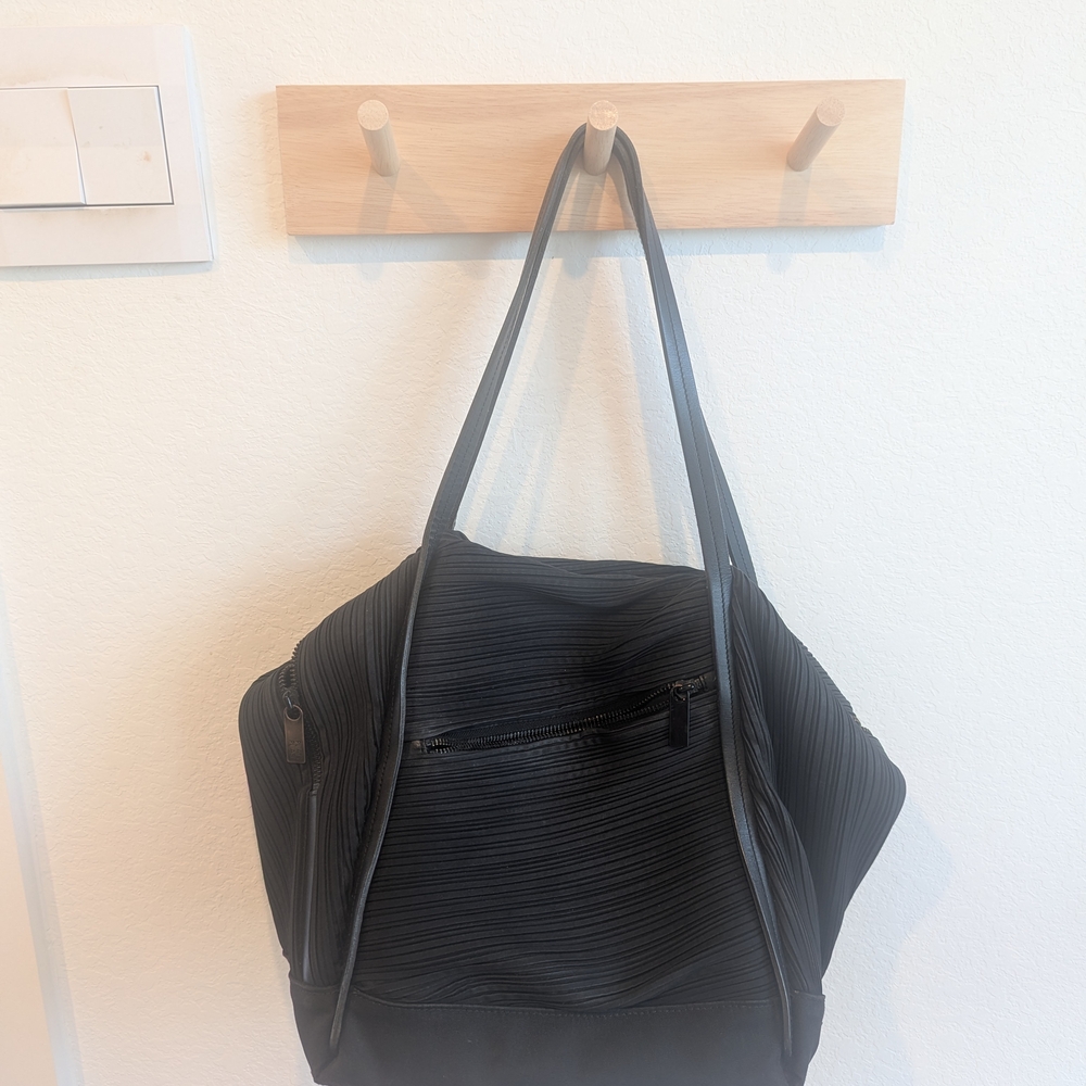 Pleats Please Issey Miyake Black Tote Bag Handbag
